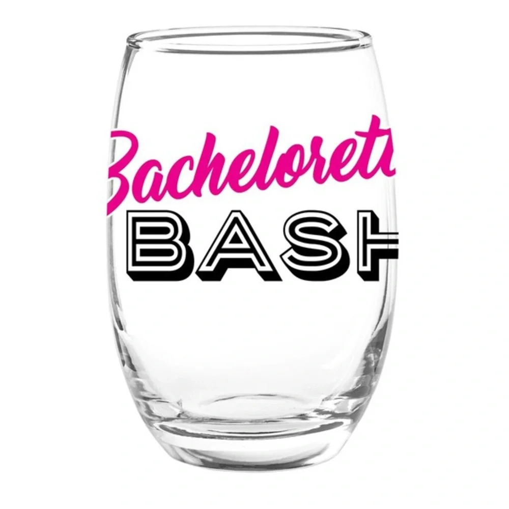 Cristar Bachelorette Bash Stemless Glasses, Set of 4, 15oz Each, Party Set- NEW